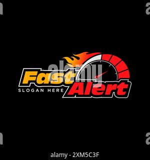 Logo Design Grafik Konzept abstrakt kreativ Premium Vektor Vorrat Fast Alert Tachometer Feuer Flamme Sportwagen. In Bezug auf die Kfz-Stangensteuerung durchführen Stock Vektor