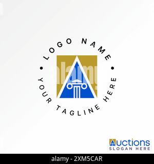 Logo Design Grafik Konzept abstrakte kreative Premium Vektor Stock einzigartige Dreieck Säule Richter Gavel Anwaltskanzlei Advocate Jury im Zusammenhang mit Anwalt Verbrechen Stock Vektor