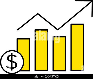 Wachstumsdiagramme, Geschäftssymbole für Ziele, Zielerreichung und Ziele, Vektorillustration Stock Vektor