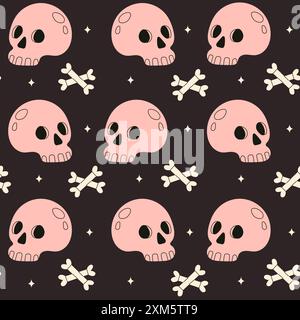 Leuchtendes, nahtloses Happy Halloween-Muster. Stock Vektor