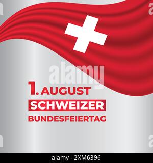 Feiern Sie den Schweizer Bundesfeiertag am 1. August mit Vektorillustration. Ideal für Posts in sozialen Medien, Banner und Grußkarten Stock Vektor