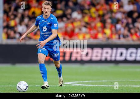 Deventer, Niederlande. Juli 2024. DEVENTER, NIEDERLANDE - 25. JULI: Emil Kornvig von SK Brann während des Conference League-Spiels zwischen Go Ahead Eagles und SK Brann im Stadion de Adelaarshorst am 25. Juli 2024 in Deventer, Niederlande. (Foto von Raymond Smit/Orange Pictures) Credit: Orange Pics BV/Alamy Live News Stockfoto