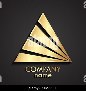 Abstraktes dreieckiges Logo in 3D-Gold Stock Vektor
