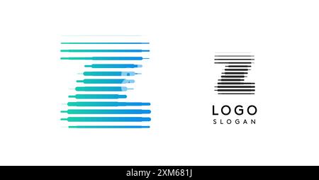 Schwerer, futuristischer, technisch inspirierter Buchstabe Z, Logo mit dynamischem Farbverlauf, auffälliger Space Letter für eindrucksvolles modernes Branding, innovatives Logo, modernes Design Stock Vektor