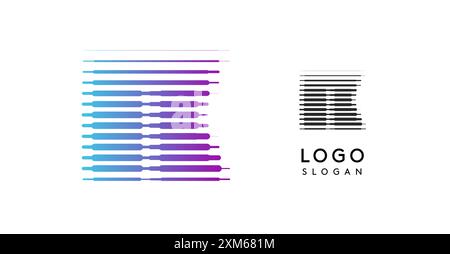 Schwerer, futuristischer, technisch inspirierter Buchstabe K, Logo mit dynamischem Farbverlauf, auffälliger Space Letter für eindrucksvolles modernes Branding, innovatives Logo, modernes Design Stock Vektor