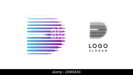 Schwerer, futuristischer, technisch inspirierter Buchstabe D, Logo mit dynamischem Farbverlauf, auffälliger Space Letter für eindrucksvolles modernes Branding, innovatives Logo, modernes Design Stock Vektor