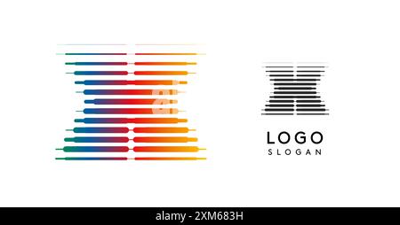 Schwerer, futuristischer, technisch inspirierter Buchstabe X, Logo mit dynamischem Farbverlauf, auffälliger Space Letter für eindrucksvolles modernes Branding, innovatives Logo, modernes Design Stock Vektor