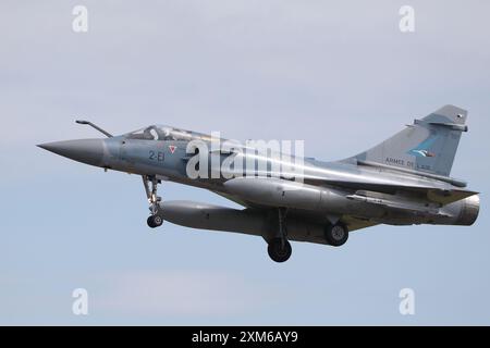 RAF Fairford, Großbritannien. 18. Juli 2024. French Dassault Mirage 2000 kommt bei RIAT 2024 an. Stockfoto