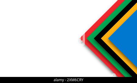 Abstrakter farbiger Hintergrund für die Olympischen Spiele. Geometrische Formen in olympischen Farben - Rot, Grün, Orange, Blau, Schwarz und weiß. Vektorflagge für spo Stock Vektor