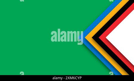 Abstrakter farbiger Hintergrund für die Olympischen Spiele. Geometrische Formen in olympischen Farben - Rot, Grün, Orange, Blau, Schwarz und weiß. Vektorflagge für spo Stock Vektor