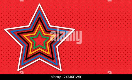 Abstrakter farbiger Hintergrund für die Olympischen Spiele. Geometrische Formen in olympischen Farben - Rot, Grün, Orange, Blau, Schwarz und weiß. Vektorflagge für spo Stock Vektor