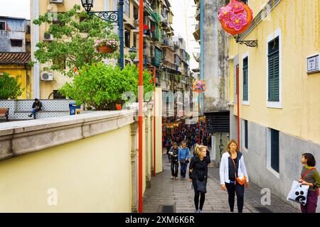 Straßen von Macau City. Stockfoto