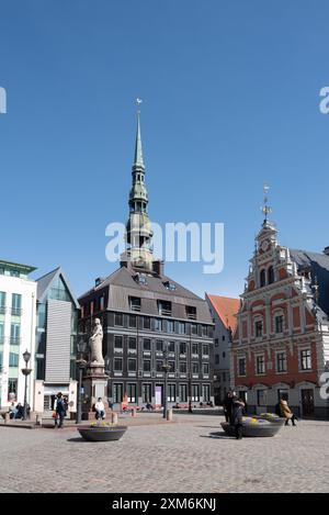 Haus der Mitesser am Rathausplatz, Wahrzeichen, Riga, Lettland Stockfoto