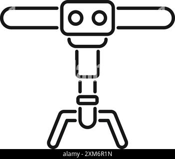 Einfaches Liniensymbol eines Roboterarms, der ein Objekt aufnimmt und industrielle Automatisierung und fortschrittliche Technologie darstellt Stock Vektor