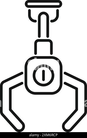 Minimalistisches Symbol eines Roboterarms, der etwas mit einem mechanischen Greifer hält Stock Vektor