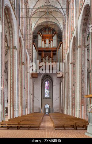 Marienkirche 39, Innenraum mit Orgel, Hansestadt Lübeck, Schleswig-Holstein, Deutschland Stockfoto