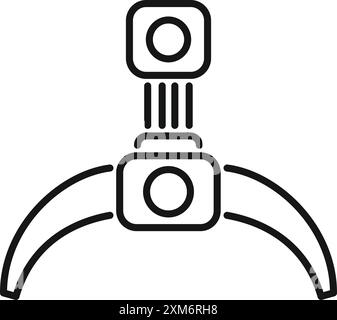 Linienbild-Symbol eines Roboterarms, der ein Objekt mit einem Laserstrahl hält Stock Vektor