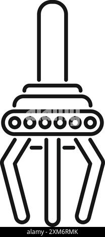 Linienzeichnung eines Roboterarmmanipulators, der ein Objekt aufnimmt Stock Vektor