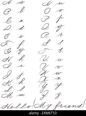 Handschrift Alphabet Design Schriftart Pinsel Schriftart Schriftart Schriftart Schriftart handschriftlich Stock Vektor