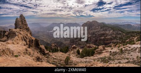 Panoramablick vom Pico de Las Nieves, Gran Canaria, den Kanarischen Inseln Stockfoto