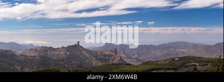 Panoramablick vom Pico de Las Nieves, Gran Canaria, den Kanarischen Inseln Stockfoto