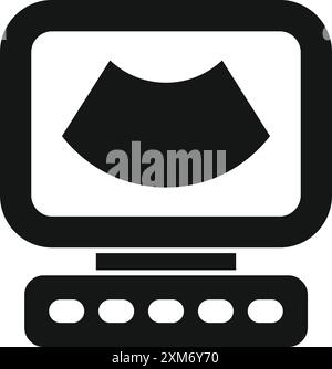 Ultraschallgerät zeigt die Ergebnisse auf dem Bildschirmsymbol in einfacher Form an Stock Vektor