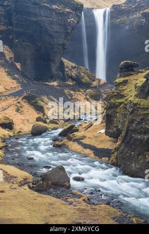 Kvernufoss Wasserfall, Winter, Island Stockfoto