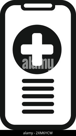 Medizinische App, die ein Pluszeichen auf einem Smartphone-Bildschirm anzeigt, symbolisiert Online-Gesundheitsdienste Stock Vektor