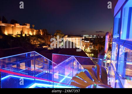 Alcazaba am Abend, Malaga, Andalusien, Spanien Stockfoto