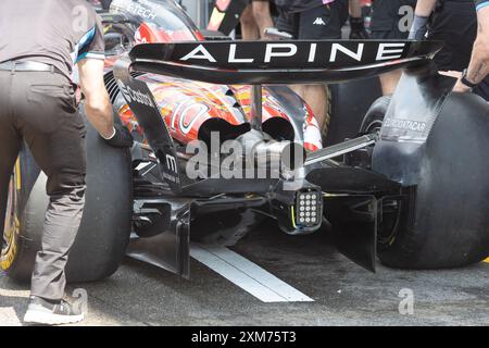 Stavelot, Belgien, 26.07.2024, Alpine F1 Team A524, mechanischer Heckflügel, Diffusor während der Formel 1 Rolex Belgium Grand Prix 2024, 14. Runde der Formel 1 Weltmeisterschaft 2024 vom 26. Bis 28. Juli 2024 auf dem Circuit de Spa-Francorchamps in Stavelot, Belgien Stockfoto
