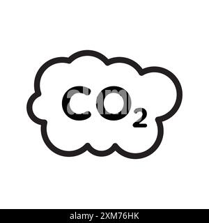co2-Gas Kohlendioxid Symbol Schwarzer Linie Kunstvektor in schwarz-weiß Umrandung Set Sammlungsschild Stock Vektor