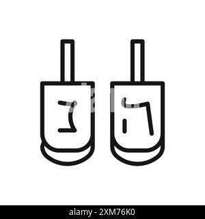 Dreidel Icon Black Line Art Vektor in schwarz-weiß Umrisse Set Collection Schild Stock Vektor