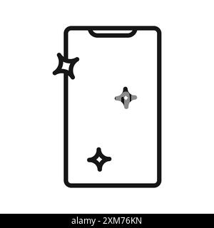 Clean Phone Glass Icon Black Line Art Vektor in schwarz-weiß Umriss Set Sammlung Zeichen Stock Vektor