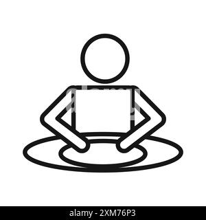 DJ Icon Black Line Art Vektor in schwarz-weiß Umrissset Collection Schild Stock Vektor