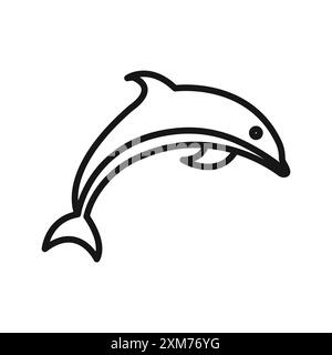 Dolphin Icon Schwarze Linie Art Vektor in schwarz-weiß Umrisse Set Sammlung Zeichen Stock Vektor