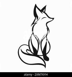Abstraktes Fuchs-Logo. Schwarze Tiersilhouette isoliert auf weißem Hintergrund Stock Vektor