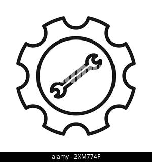 Easy Installation Symbol Schwarzer Linie Kunstvektor in schwarz-weiß Umrissset Sammlungsschild Stock Vektor