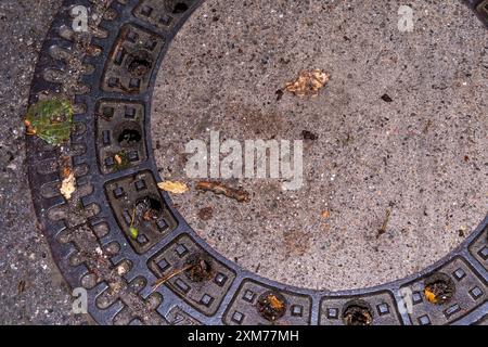 gully Cover nach dem Regen Stockfoto