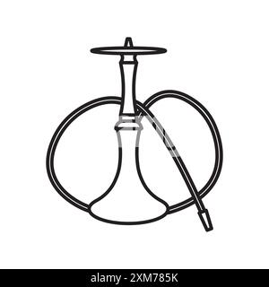 Shisha Icon Black Line Art Vektor in schwarz-weiß Umrisse Set Sammlung Zeichen Stock Vektor