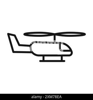 Helikopter-Symbol Schwarzer Linie Kunstvektor in schwarz-weiß Umrisse Set Collection Schild Stock Vektor