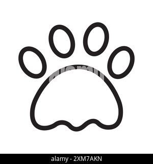 Paw Icon Black Line Art Vektor in schwarz-weiß Umrisse Set Collection Schild Stock Vektor