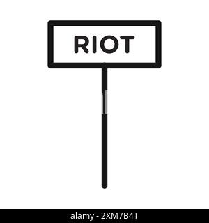 Riot Schild Symbol Schwarzer Linie Art Vektor in schwarz-weiß Umriss Set Sammlung Zeichen Stock Vektor