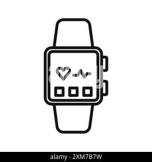 Smart Watch Icon Black Line Art Vektor in schwarz-weiß Umrisse Set Collection Schild Stock Vektor