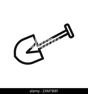 Kurzer Spaten Symbol Schwarze Linie Kunstvektor in schwarz-weiß Umrisse Set Collection Schild Stock Vektor