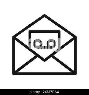 Voicemail-Symbol Schwarze Linie Kunstvektor in schwarz-weiß-Umrisse Set Collection-Schild Stock Vektor