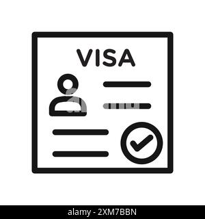 Start-up Visa Icon Black Line Art Vektor in schwarz-weiß Umriss Set Collection Schild Stock Vektor