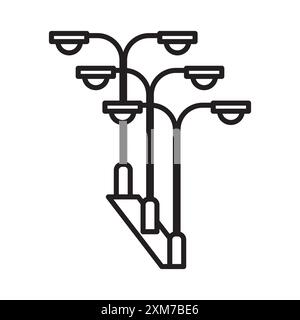 Straßenbeleuchtung Symbol Schwarze Linie Art Vektor in schwarz-weiß Umrisse Set Sammlung Zeichen Stock Vektor