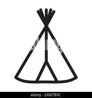 Tipi Icon Schwarzer Linie Kunstvektor in schwarz-weiß Umrisse Set Collection Zeichen Stock Vektor