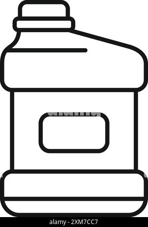 Illustration im Linienstil mit einer Flasche Mundwasser, die die Bedeutung der Mundhygiene unterstreicht Stock Vektor