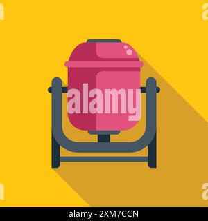 Betonmischer auf einer Baustelle, Mischen von Zement für Bauprojekte Stock Vektor